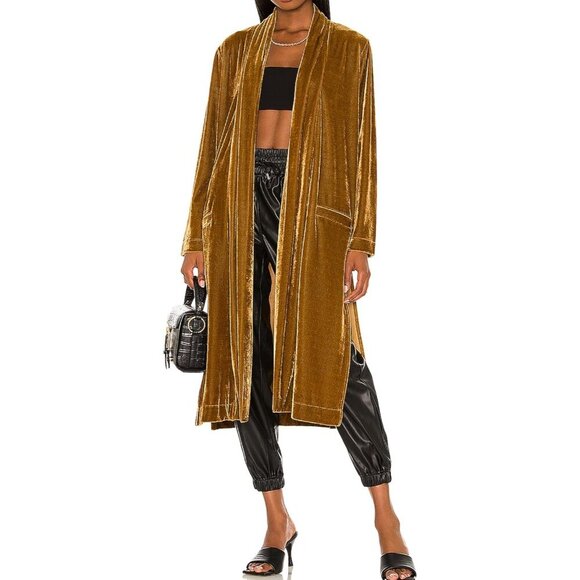 Women's Velvet Long Sleeve Open Front Casual Cardigan with Pockets